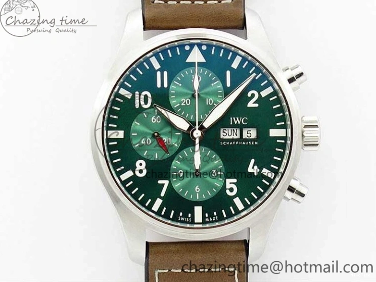 MIROTIME 0109 Pilot Chrono IW377726 ZF 1:1 Best Edition Green Dial on Brown Leather Strap A Trendsetting 7125